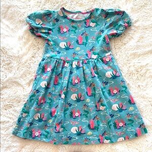Mini Boden mermaid and seashells, Green Puff Sleeve Sundress